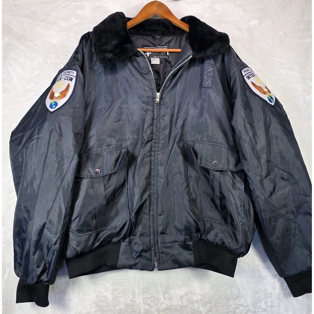 Tact Squad Puffer Jacket Mens Black Full Zip Private Security INTER CON Size XL
